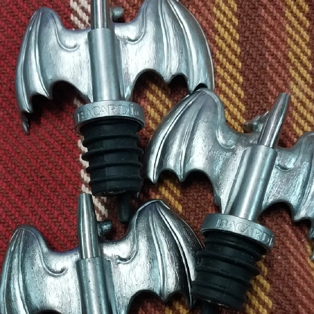 Silver Bat Bottle Stopper - Set of Metal Bat Stoppers